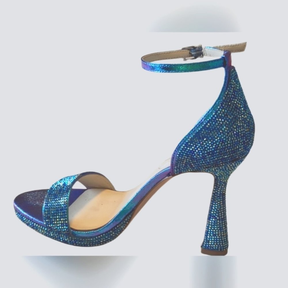 JESSICA SIMPSON Blue Rhinestone Plumpy Sandals Size 7 - Picture 6 of 7